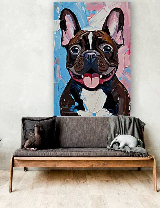 Smiling Brindle French Bulldog Pop Art Portrait by Chris Butler