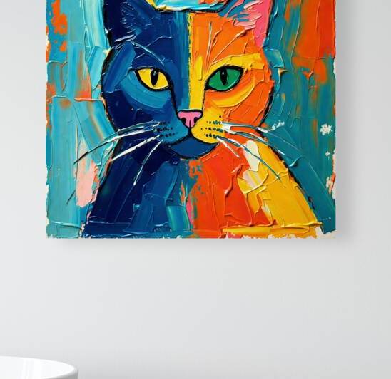 Vibrant Split Face Cat Portrait by Chris Butler