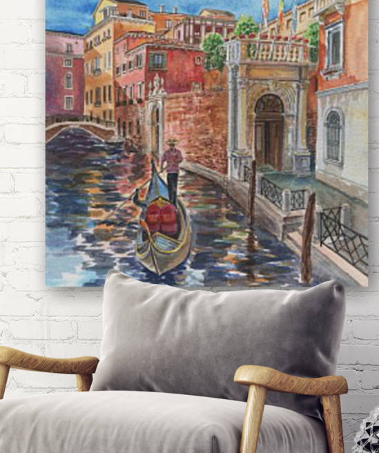 Venice Canal And Gondolier Italian City Landscape  by Irina Sztukowski