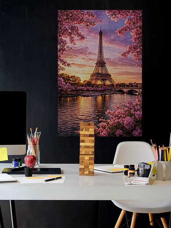  Eiffel Tower at Sunset – Romantic Paris Landmark Wall Art by Zeinhem Elsaree