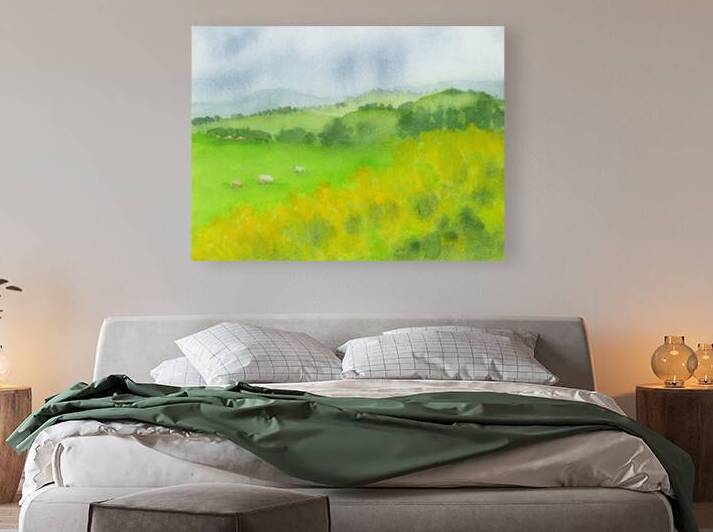 Tranquil Green Pasture Scene by Karen Kaspar