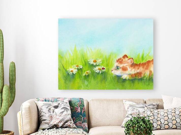 Curious kitten and ladybird on a daisy by Karen Kaspar