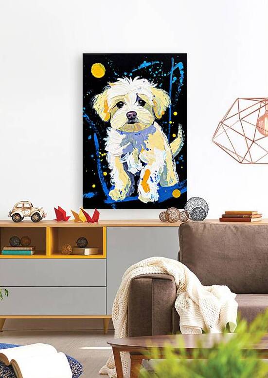 Abstract Maltese Shih Tzu Puppy Portrait by Chris Butler