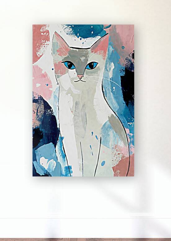 Modern Abstract Ragdoll Cat Portrait with Blue Eyes by Chris Butler