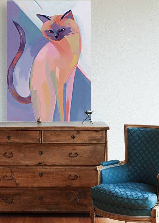 Abstract Ragdoll Cat Portrait - Minimalist Pastel Painting - Modern Feline Art Print by Chris Butler