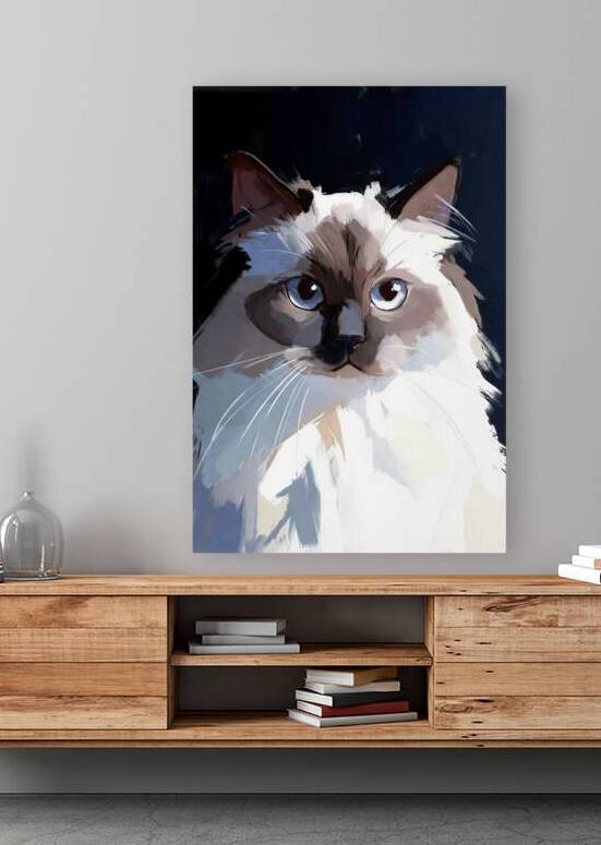 Blue-Eyed Ragdoll Cat Portrait Digital Painting by Chris Butler