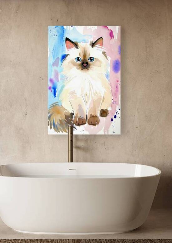 Adorable Watercolor Ragdoll Cat Portrait Illustration by Chris Butler