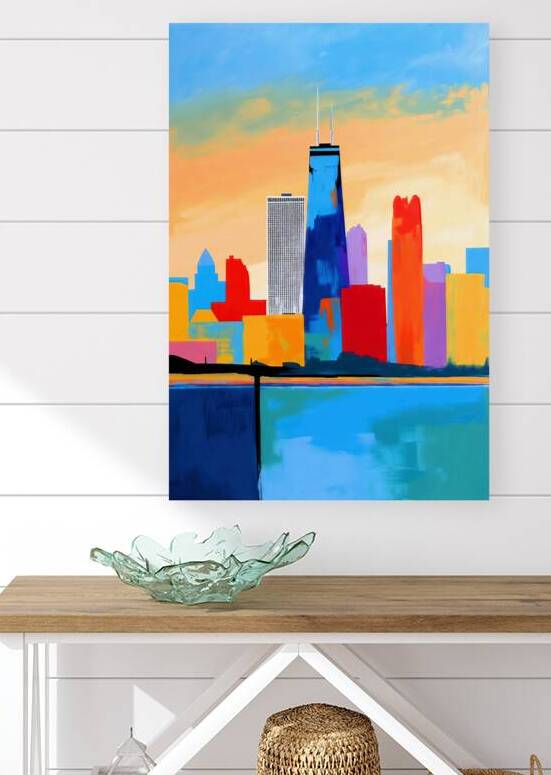 Vibrant Abstract Chicago Skyline Art by Chris Butler
