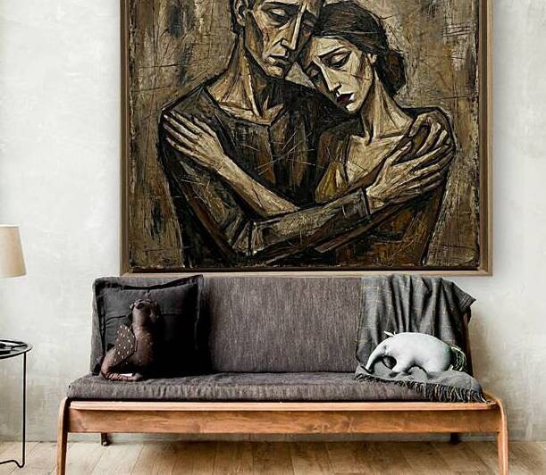 Intimate Connection: An Abstract Embrace by Aimen art