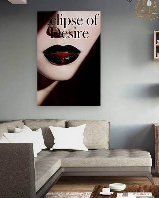 Dramatic Black Lipstick Macro with Red Drop on Dark Background by Maxi Art