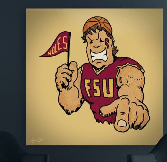 1980s Florida State Seminoles Basketball Cartoon Art by Row One Brand