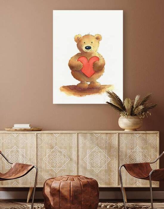 Teddy Bear Holding Red Heart by Karen Kaspar