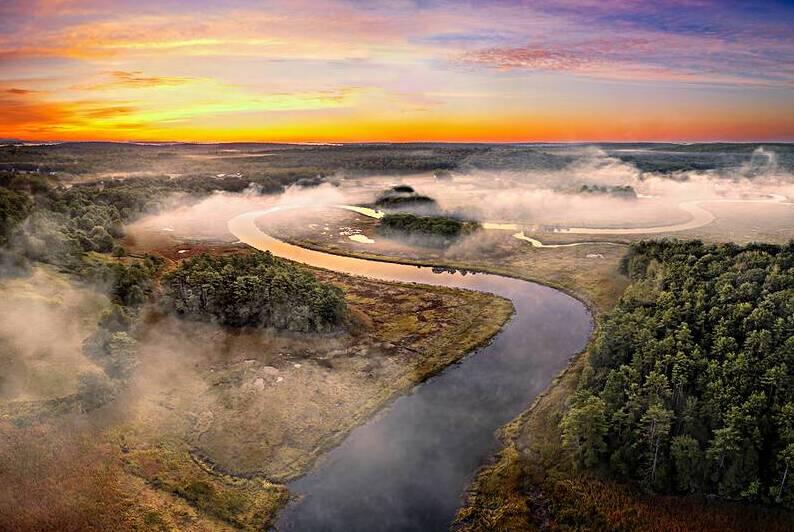 Misty Morning Over the Sheepscot by Rick Berk