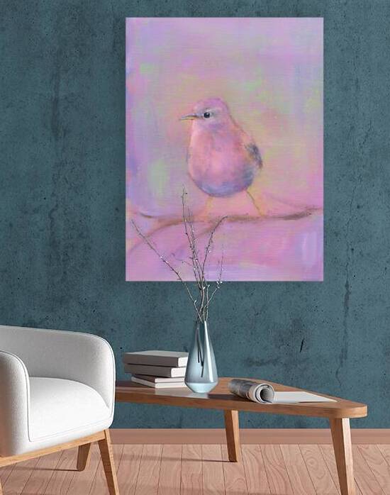 Pastel bird on a branch by Karen Kaspar
