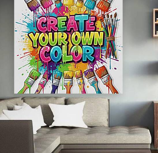 Create Your Own Color Inspirational Wall Art – Vibrant Paint Brushes & Splatter Graffiti Poster by Yayadesign