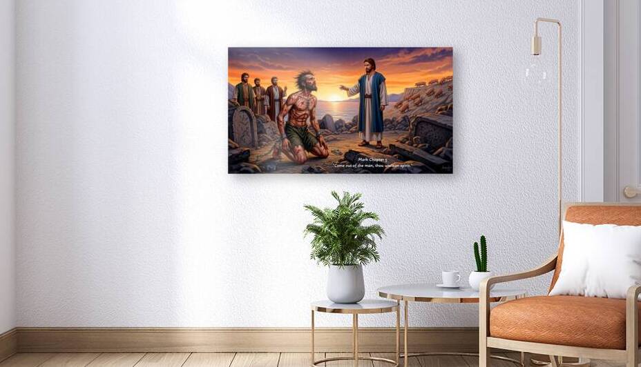 Come out of the man thou unclean spirit. The Demoniac of Gadara Mark 5 by DR Mustain by DR Mustain