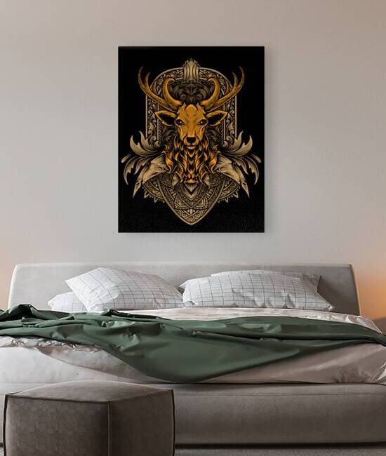 Deer head with vintage engraving ornament   by Towseef Dar