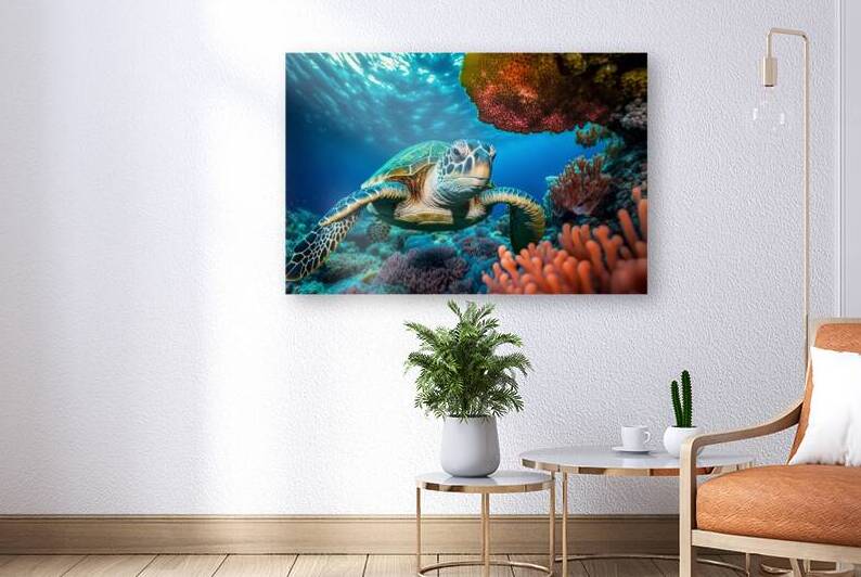 Sea turtle swimming in the undersea by Towseef Dar