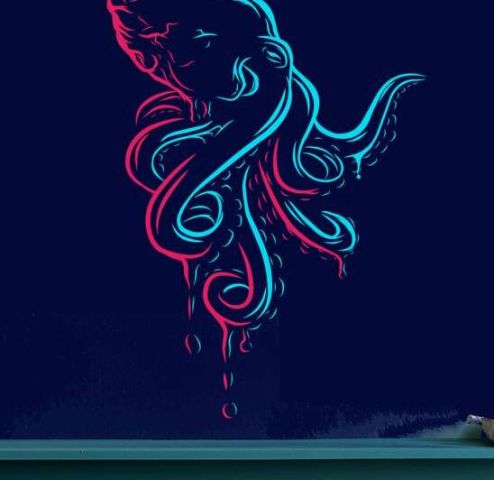 Octopus Line Pop Art by Towseef Dar