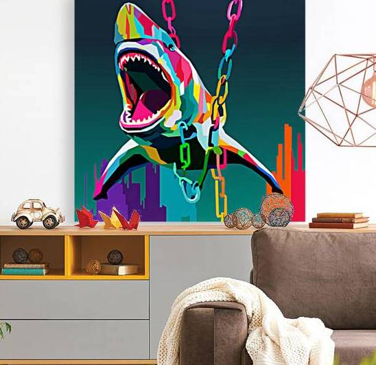Shark in the chain pop art by Towseef Dar