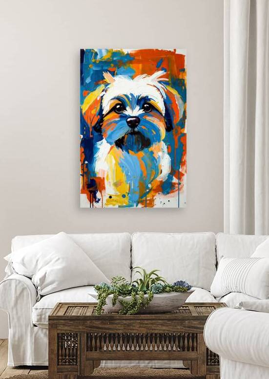 Vibrant Abstract Shih Tzu Dog Portrait - Colorful Expressionist Pet Art by Chris Butler