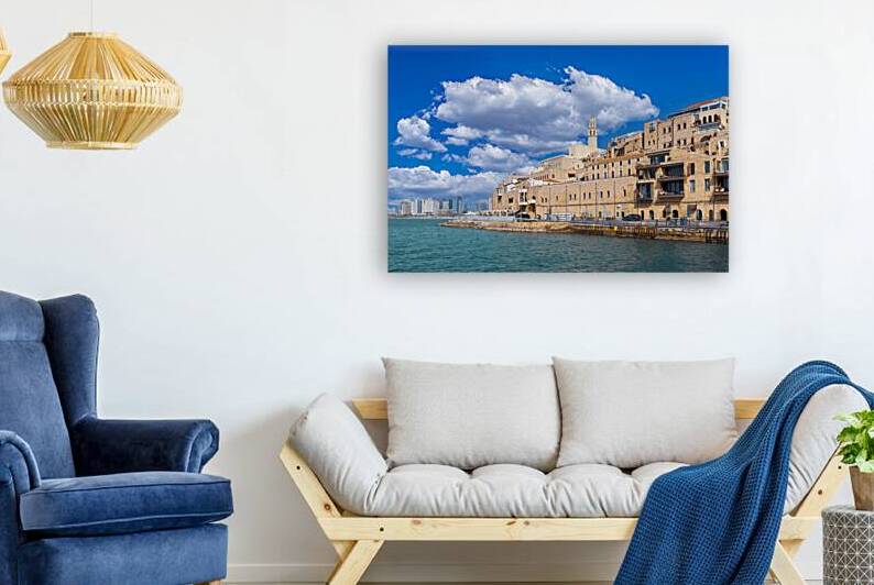 Israel view of Tel Aviv shore sea shoreline and Namal Yafo historic Old Jaffa port by Elijah Lovkoff