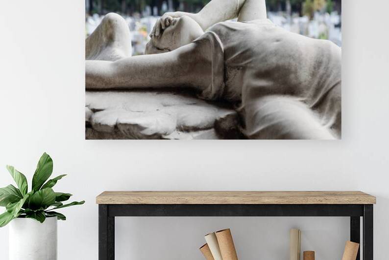 Genoa Italy   desperate angel crying on Ribaudo family tomb 19 by Paolo Modena