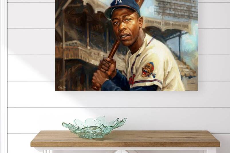 1958 Hank Aaron Milwaukee Braves Art by Row One Brand