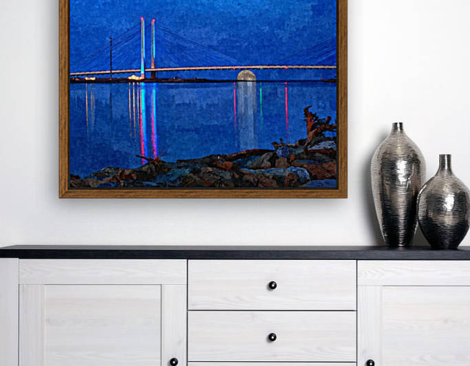 Full Moon Rising Under the Indian River Bridge Painterly by Bill Swartwout Photography