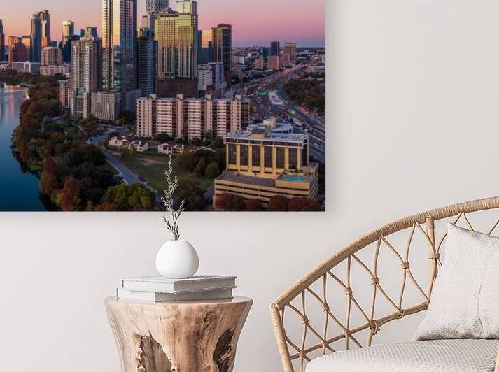 Sunset view of Austin Skyline from east along Colorado river by Steve Heap