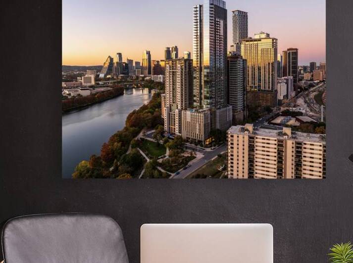 Sunset view of Austin Skyline from east along Colorado river by Steve Heap