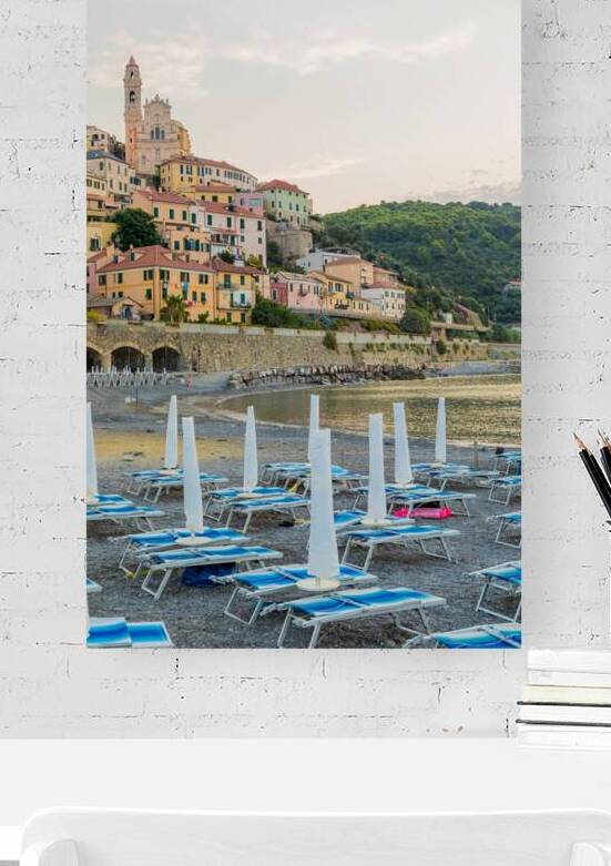 Old Town of Cervo Italy Viewed from the Beach at Sunrise by Paolo Modena
