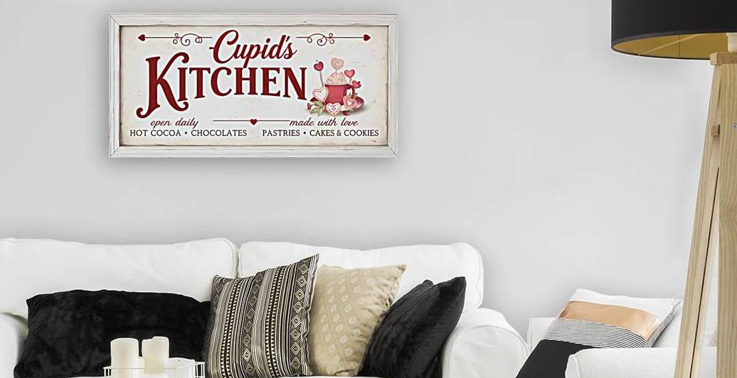 Cupid’s Kitchen Wall Art Sign – Romantic Valentine’s Day Kitchen Decor by DesignedByM
