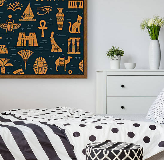 dark seamless pattern symbols landmarks signs egypt by Shamudy