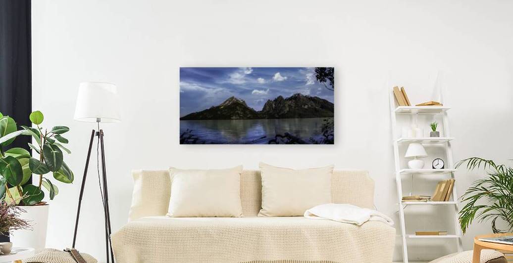 1.0 tetons jenny lake dawn pano Resize 48 in sky by William McChesney