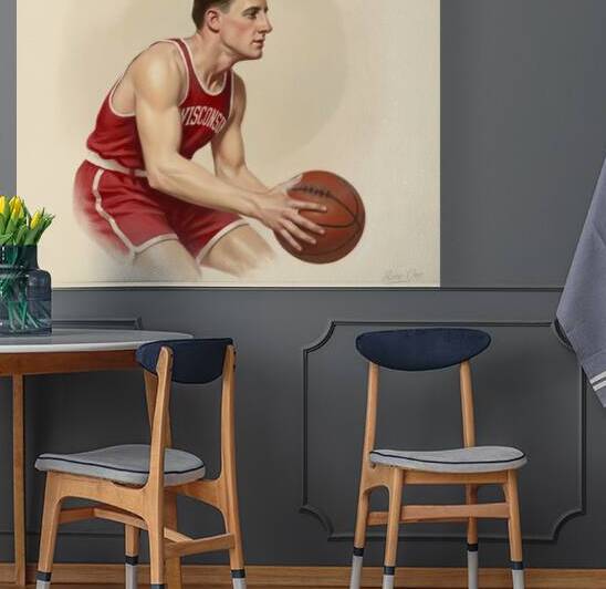Early 1900s Wisconsin Badgers Basketball Player Art by Row One Brand