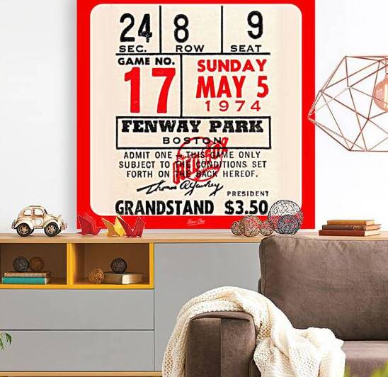 1974 Boston Red Sox Ticket Square Art by Row One Brand