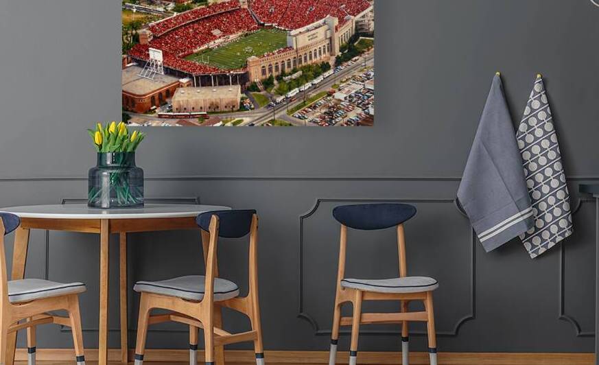 1980s nebraska footballstadium painting by Row One Brand