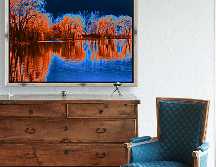 Herrick Lake Willow Trees Solarization In Color by ImagesAsArt By John Louis Benzin