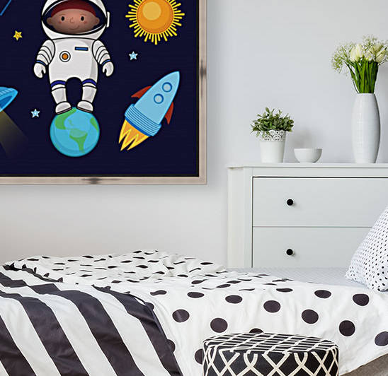 boy spaceman space rocket ufo planets stars by Shamudy