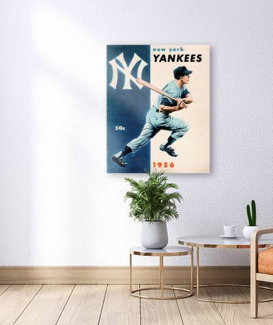 Vintage 1956 New York Yankees Baseball Art - Bob Southee  by Row One Brand