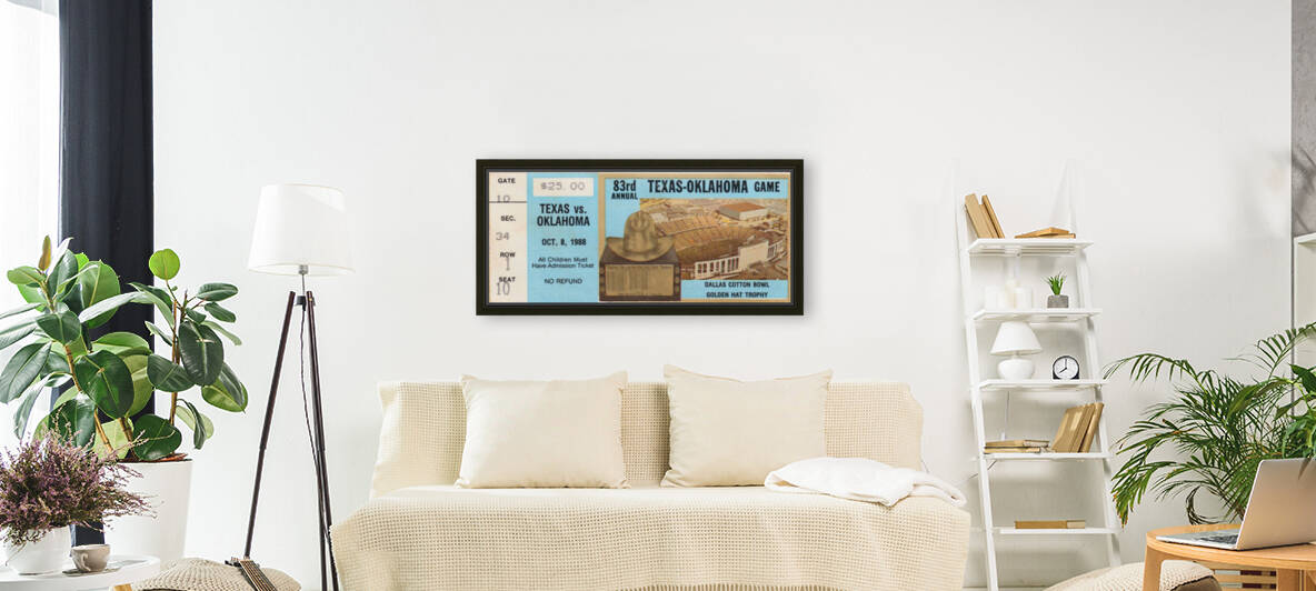 1988 Oklahoma vs. Texas Football Ticket Print | A Classic Red River Rivalry Moment by Row One Brand