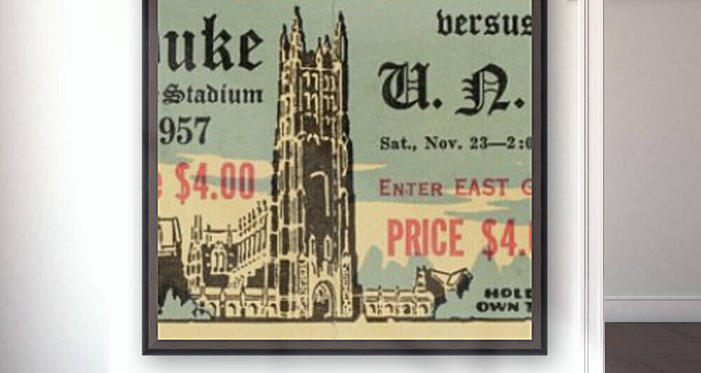 1957 North Carolina vs. Duke Blue Devils Football Ticket Art by Row One Brand