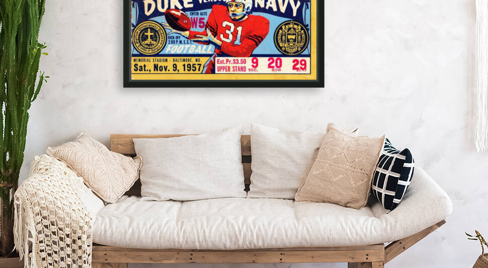 1957 Duke vs. Navy Football Ticket Stub Wall Art by Row One Brand