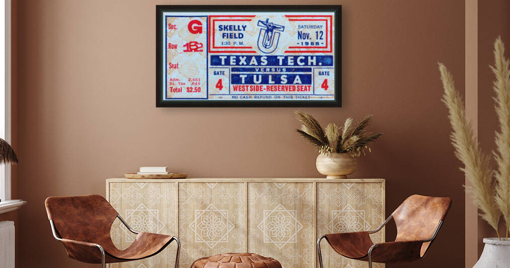 1955 Texas Tech vs. Tulsa Football Ticket Art by Row One Brand