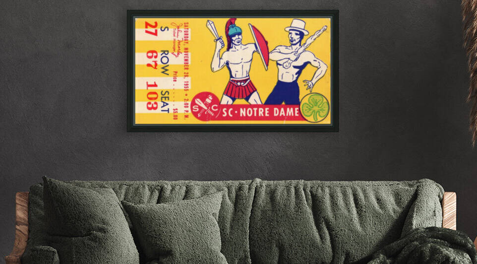 1955 USC vs. Notre Dame Football Ticket Art by Row One Brand
