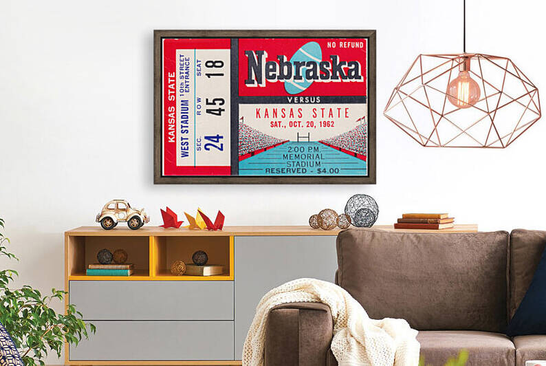 1962 Kansas State vs. Nebraska Cornhuskers Ticket Art by Row One Brand