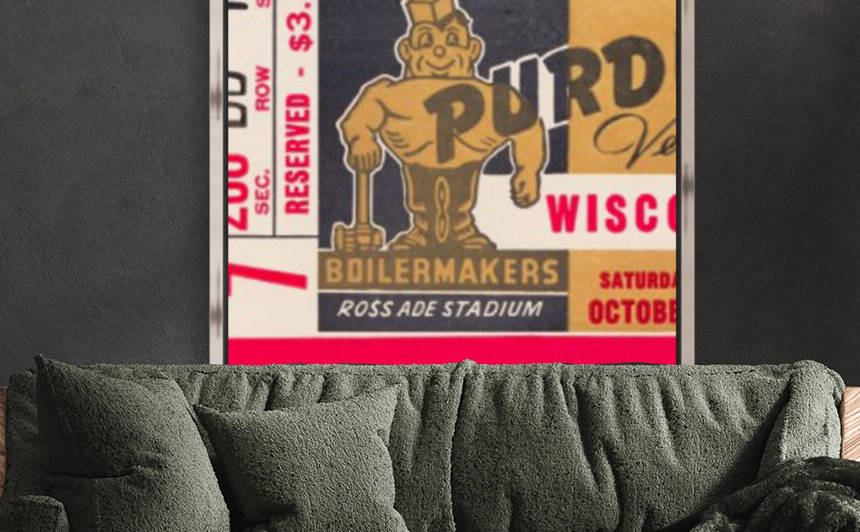 1955 Wisconsin vs. Purdue Football Ticket Canvas by Row One Brand