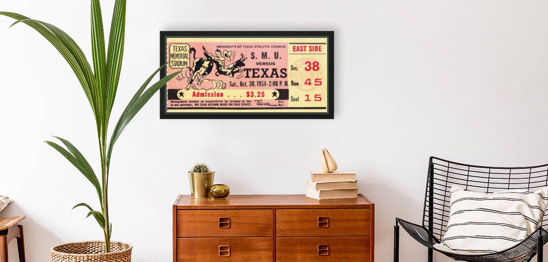 1954 Texas Longhorns vs. SMU Mustangs Ticket Art by Row One Brand