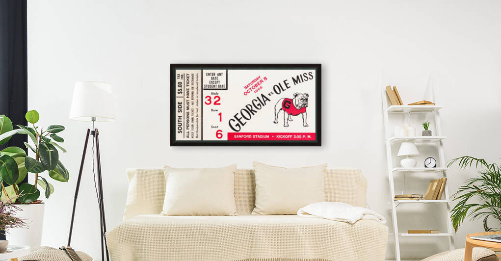 1966 Ole Miss vs. Georgia Football Ticket Canvas by Row One Brand